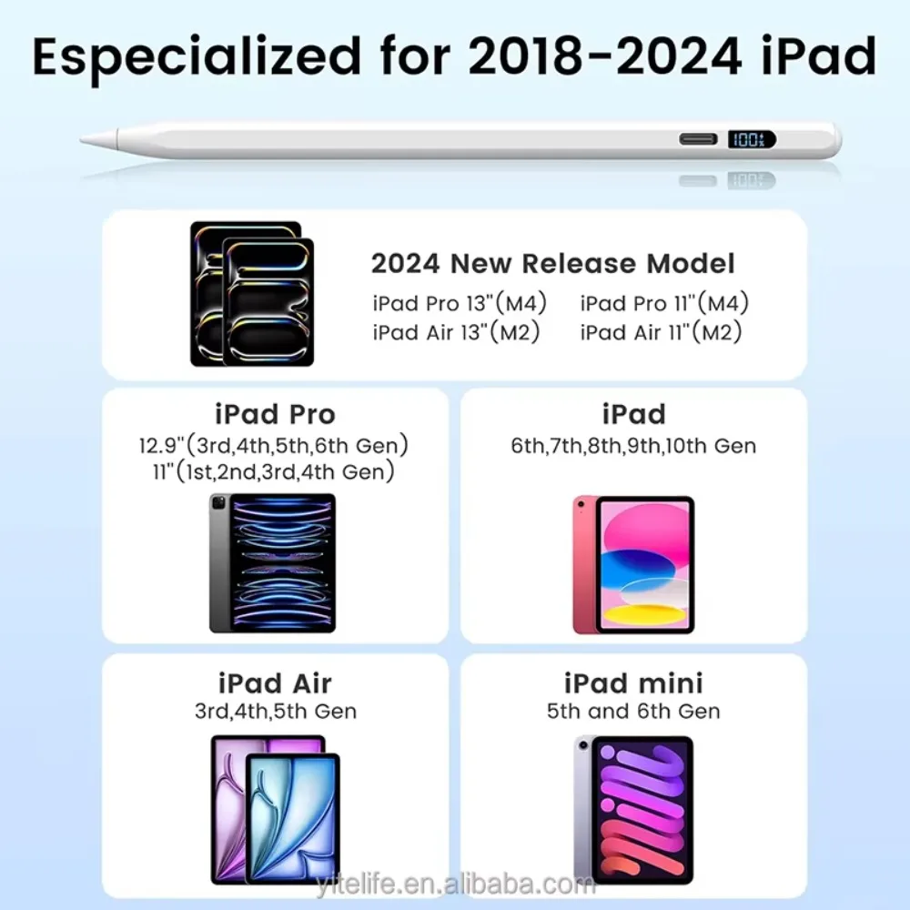 For Apple Pencil For Ipad A16 2025 10th Generation Stylus Pen Pro 13 M5 12.9 Air 11 M4 M3 5 4 3 Mini 7 6 A17 8th 9th Touch Pens