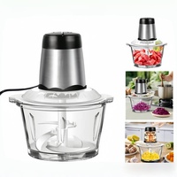 BRIEFNESS 500W 2L Electric Food Chopper, 2-Speed Meat Grinder, Vegetable Cutter, Blender, Mini Food Processor with Glass Bowl