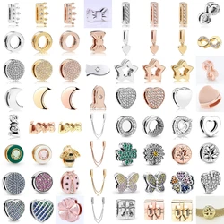 925 Silver Reflective Bracelet Crown Classic Gloss Flowing Heart Gloss Elegant Fixing Clip, Suitable for Original Bracelets