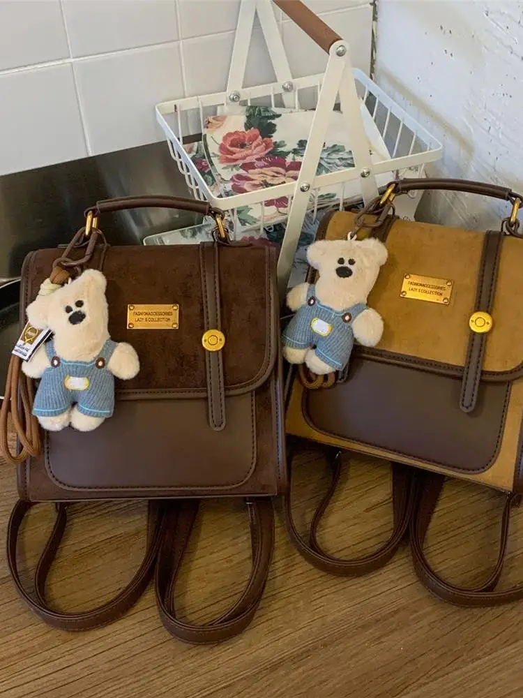 

Винтажная замшевая сумка с двойным плечом Faion, женская сумка через плечо для пригородных поездок, цветная нейлоновая молодежная сумка Colion Briti Sle...