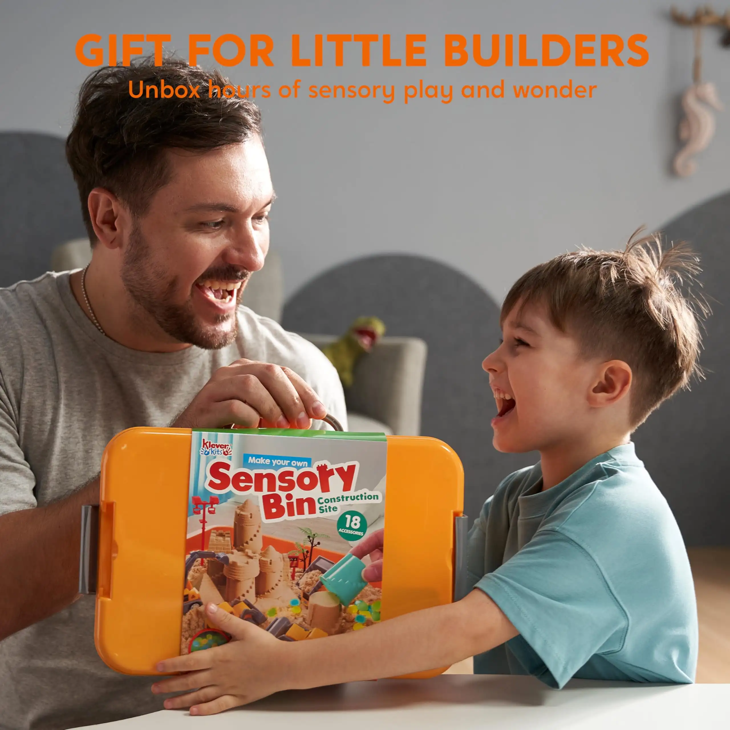 JOYFY صندوق الرمل الحسي للبناء مع غطاء مجموعة بناء القلعة أنشطة التعلم لمرحلة ما قبل المدرسة للأولاد والبنات من سن 3 سنوات فما فوق #3