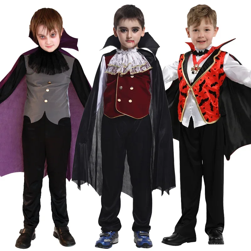 QQ8 Halloween Vampire Cosplay Costume for Kids Carnival Party Dress Up Outfit Children Role Play Vampiran5Lk￥
