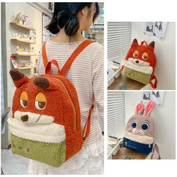 Disney Zootopia Judy Nick Plush School Bag Furry Shoulder Bag Leisure Handbag Girl Cute Fluffy Satchel Tote Travel Backpack Gift