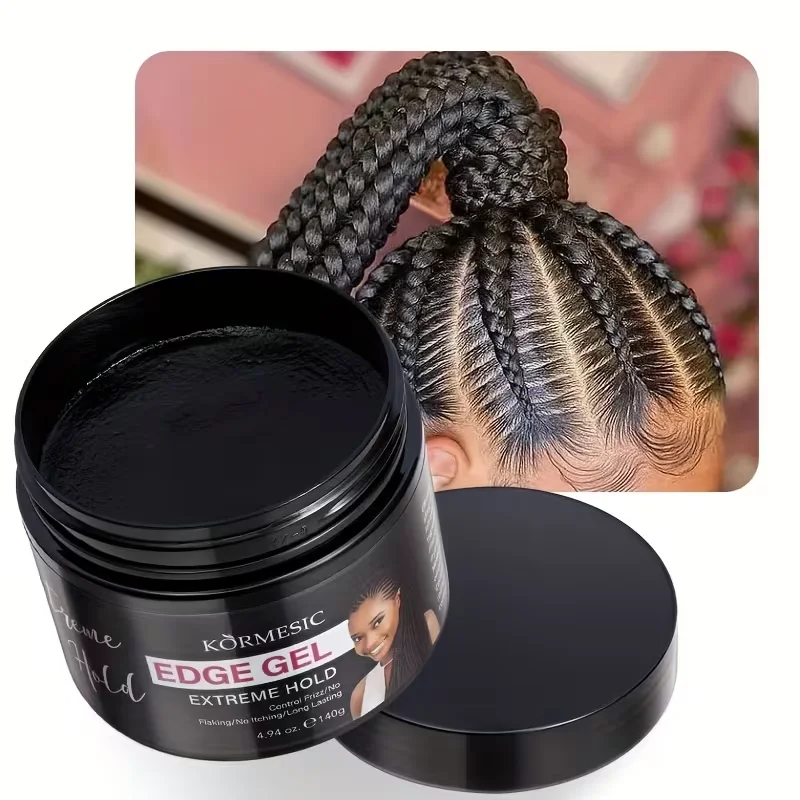 Extreme Hold Edge Gel 140g No Itching Anti-Frizz Edge Control Gel Long Lasting Hair Gel for Braids Ponytail Natural Hairstyle