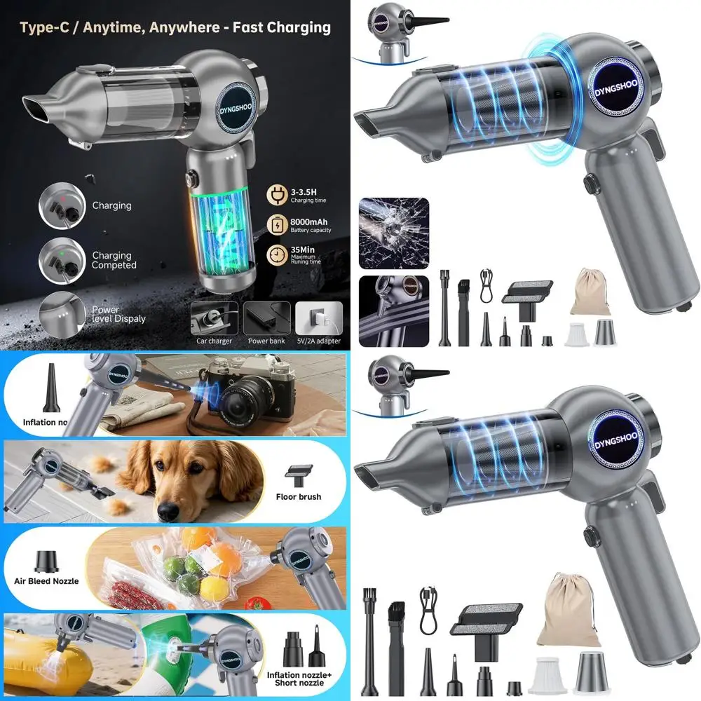 

Portable 25000Pa Cordless Car Vacuum Cleaner with Window Breaker & Seatbelt Cutter - Silver Gray