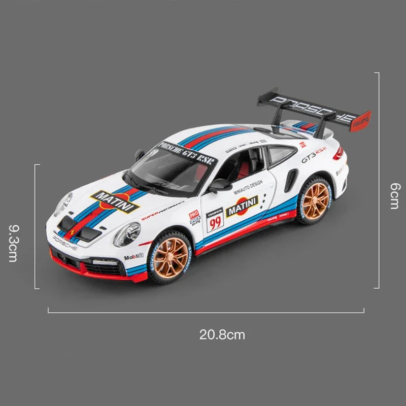 1:24 911 GT3 RSR Alloy Diecasts & Toy Vehicles Metal Car Model Sound Light Pull Back Kids Toys Collection