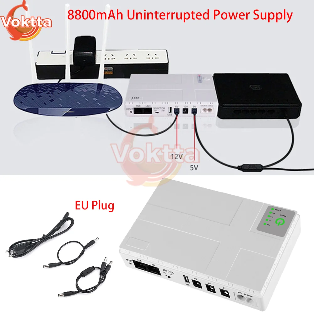 

8800mAh Uninterrupted Power Supply DC UPS Battery Backup EU Plug Mini UPS Router Optical Modem Built-in Adapter POE 5V 9V 12V