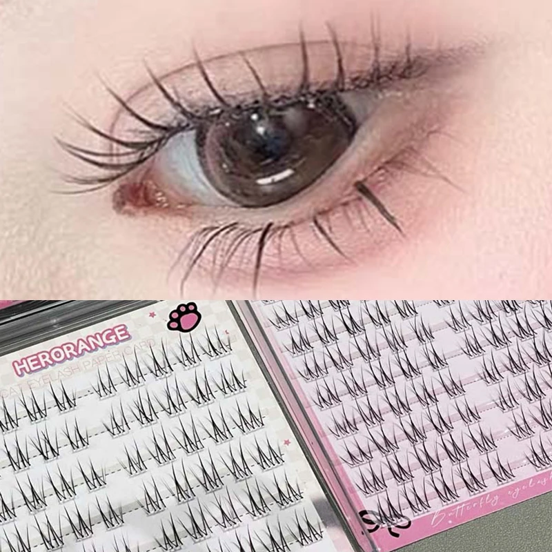 Pestañas postizas autoadhesivas de gran capacidad, sin necesidad de pegamento, un solo grupo segmentado, rizador de pestañas Natura DIY, 30/60/100 grupos