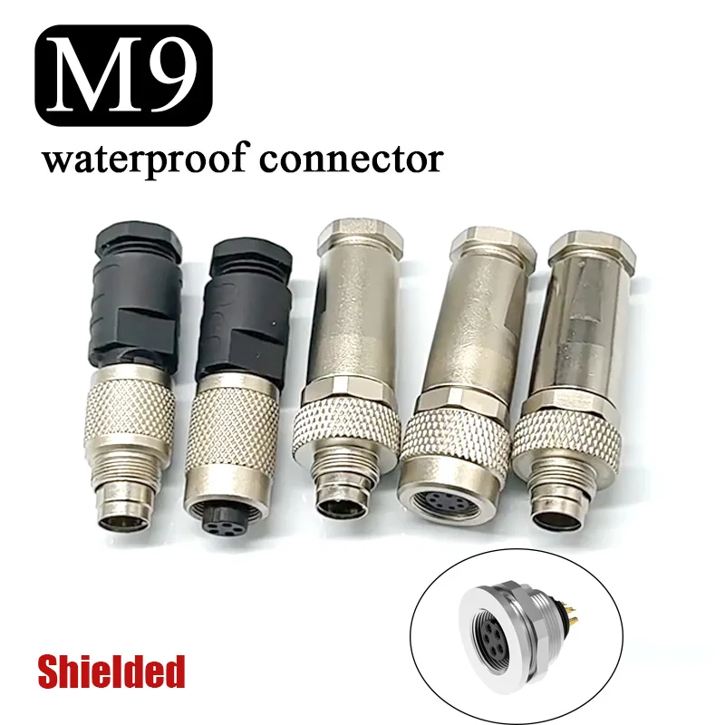 M9 Male and Female Connectors 2 3 4 5 7 8 Pin Welding Shielded Waterproof Aviation Plug Industrial On-site Assembled Connector