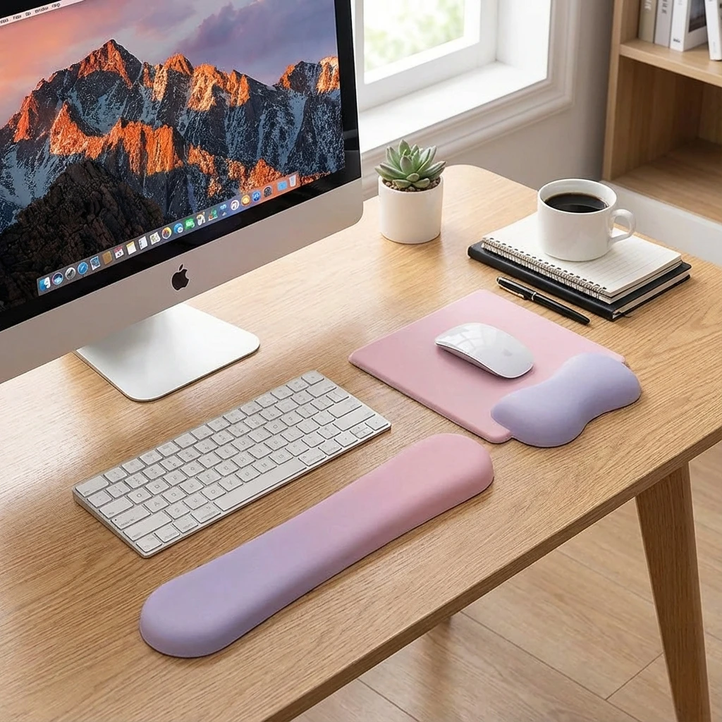 

Cute Anime Kawaii Mouse Pad Gel Memory Foam Wrist Rest Keyboard Pad Set Non-slip Comfort Funny Gaming Desk Mat for Girl Office