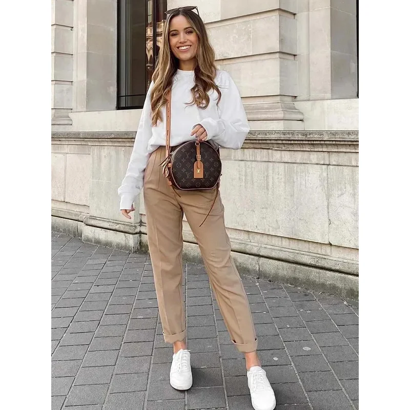 2024 Pencil Women Pants High Waist Pants for Women With Seam Detail Streetwear Woman Ankle Trousers Autumn Office Wear Pant