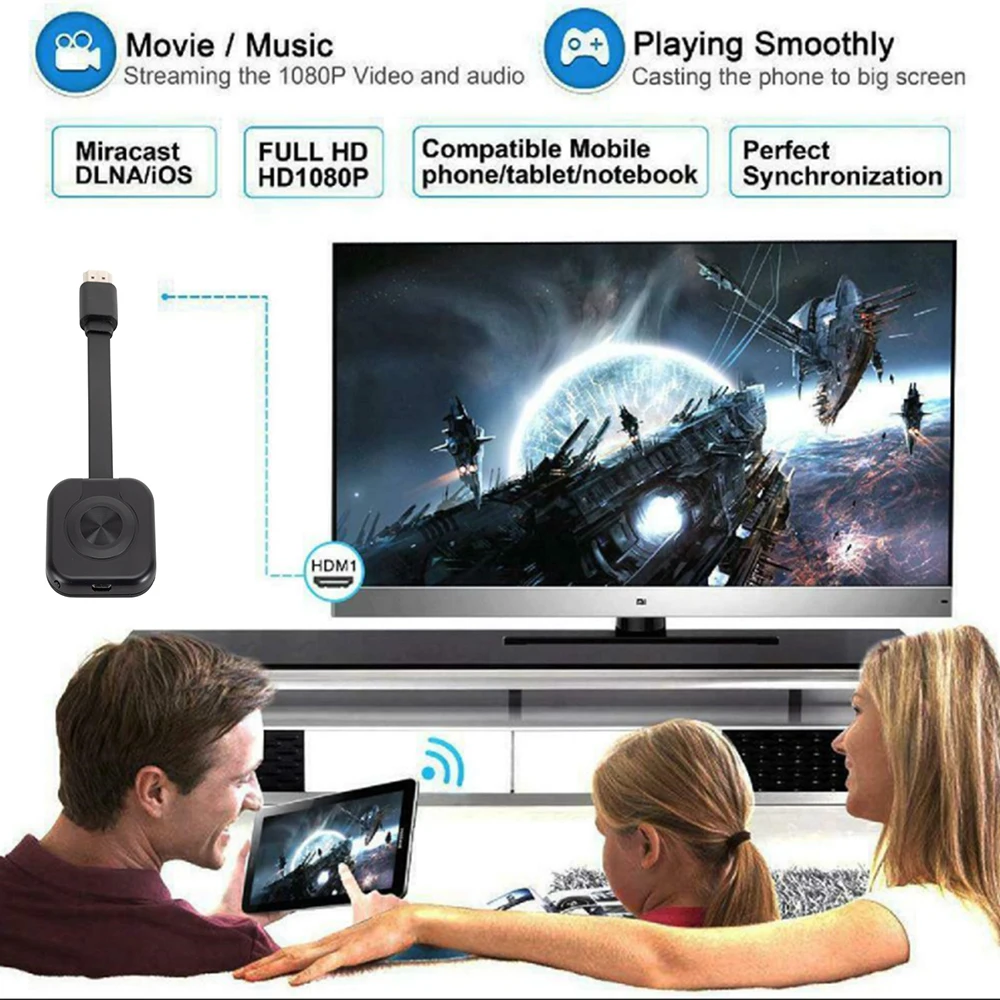 Transmisión Hdmi inalámbrica Wifi, proyector portátil para teléfono móvil, adaptador de pantalla de espejo para receptores de TV y vídeo