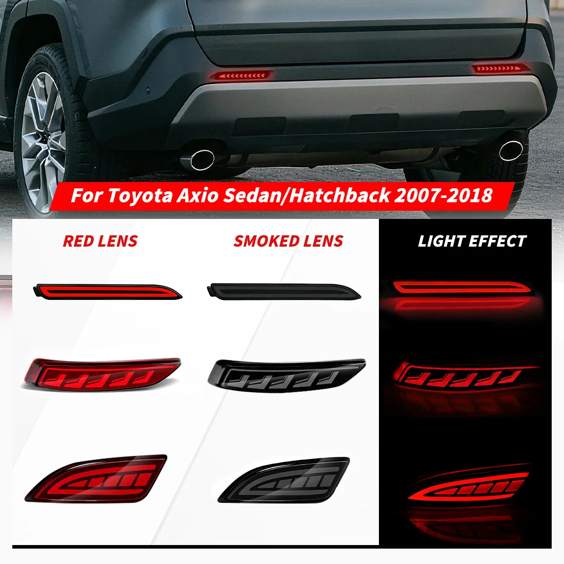 Para Toyota Corolla Axio Fielder Sedan Hatchback 2007 2008-2015 2016 2017 2018 Luzes Refletoras LED para Para-choque Traseiro Sinal de Freio e Direção