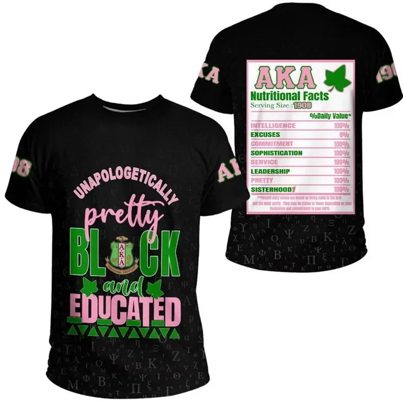 

Summer Fashion Women 3d Print T-Shirts Sorority Print Top Harajuku Personality Short Sleeve Oversized T Shirt AKA Sororities Top