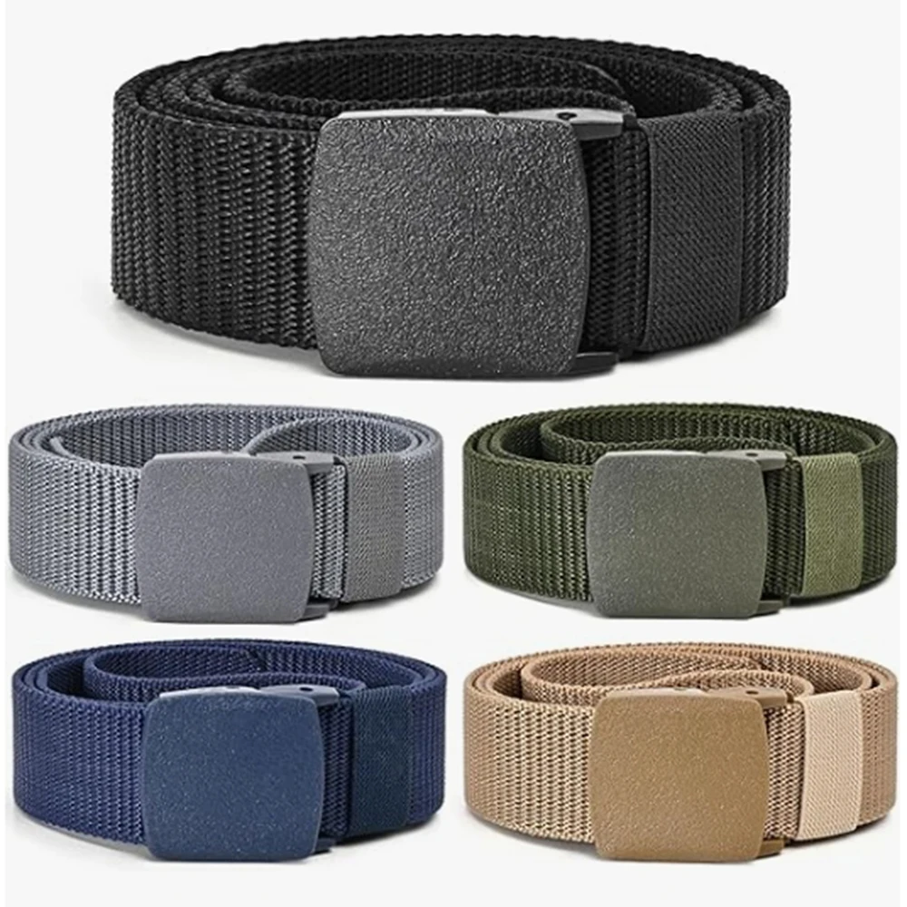Men's Belt Outdoor Casual Fashion Canvas Belt 120cm Metal Free Adjustable Waist Belt for Outdoor Travel Tactical Jeans Belt