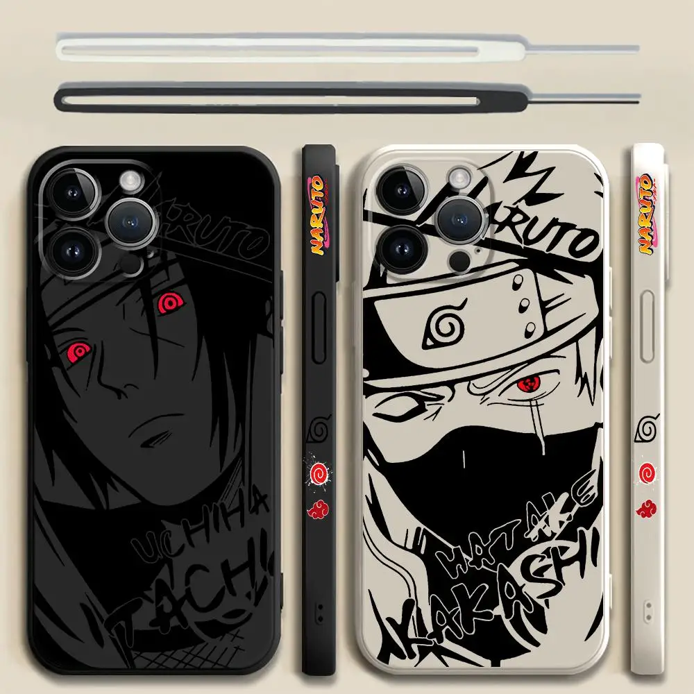 Coque de téléphone dessin animé Kakashi Uchiha Itachi, pour Apple iPhone 11 12 Pro Max X XS 7 8 13 Mini SE XR 14 Plus 15 Pro, couverture liquide carrée