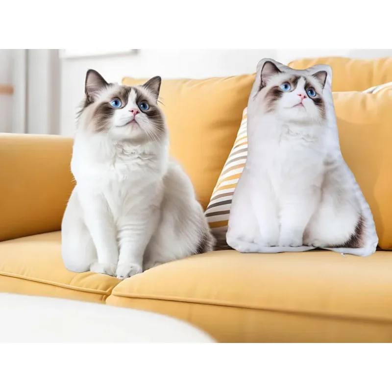 Personalisiertes 3D-Foto-Haustierkissen, individuelles Plüschtier in Form einer Hund oder Katze, doppelseitiger Fotodruck, weich gefüllt