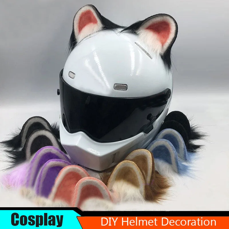 

Car Motorcycle Helmet Decorations Hamster Cat Ears Motocross Full Face Off Road Helmet Accessories Stickers Cosplay Auto Styling