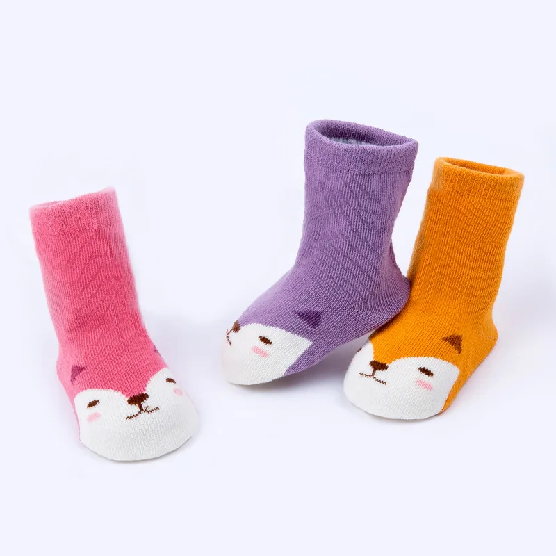 3 Pairs Cartoon Baby Socks Spring Cotton Soft Children Socks Cute Infant Toddler Socks for Girls Boys