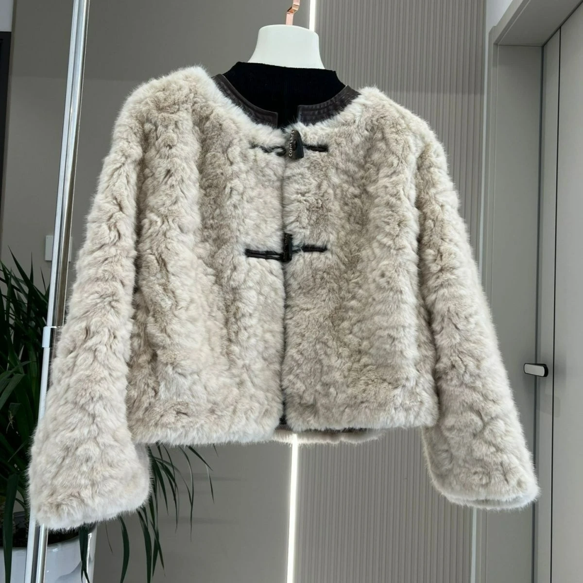 

2025 New Fur Casual Fashion Versatile Coat Temperament Short Style Cow Horn Button Warm Coat