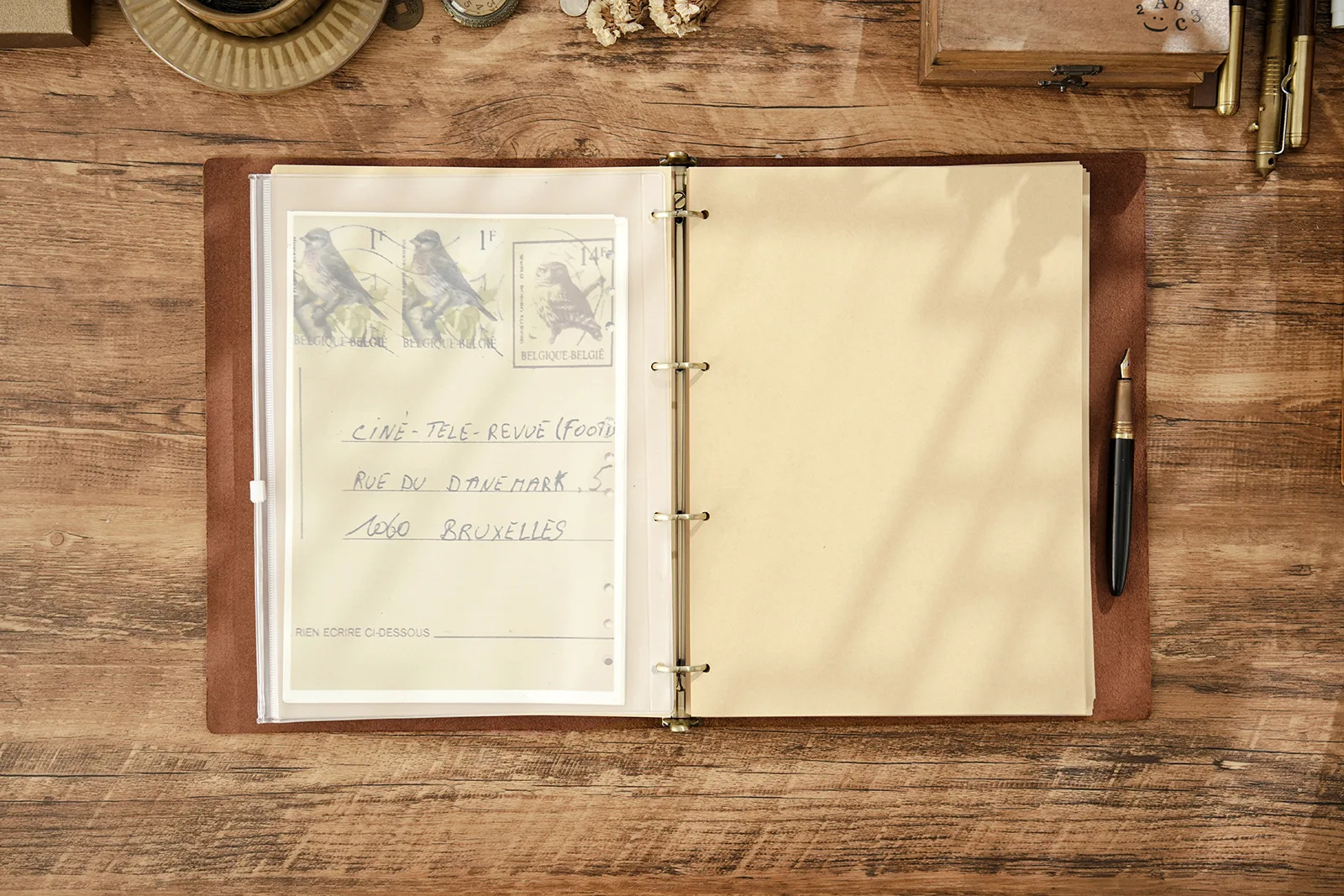 AIGUONIU Ringplaner aus echtem Leder im A4-Format mit 4-Loch-Binder, Retro-Notizbuch, vertikale Version, neutraler Notizblock, Skizzenbuch – Detail 25