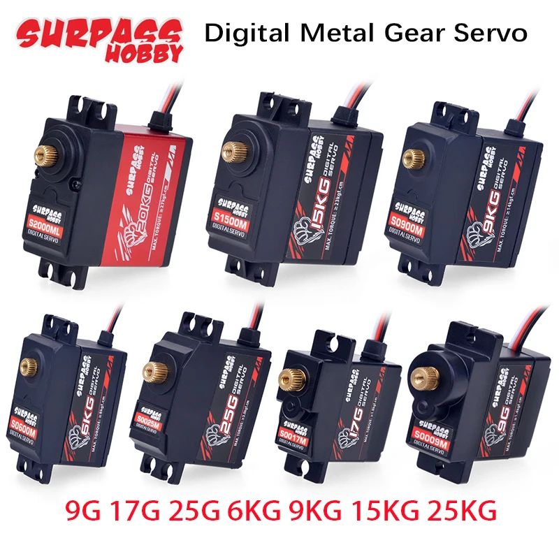 Override Digital Servo Mechanism Hobby 9g 17g 25g 6kg 9kg 15kg 20kg Metal Gear Micro Servo For 1/8 1/10 RC Plane Glider Robot