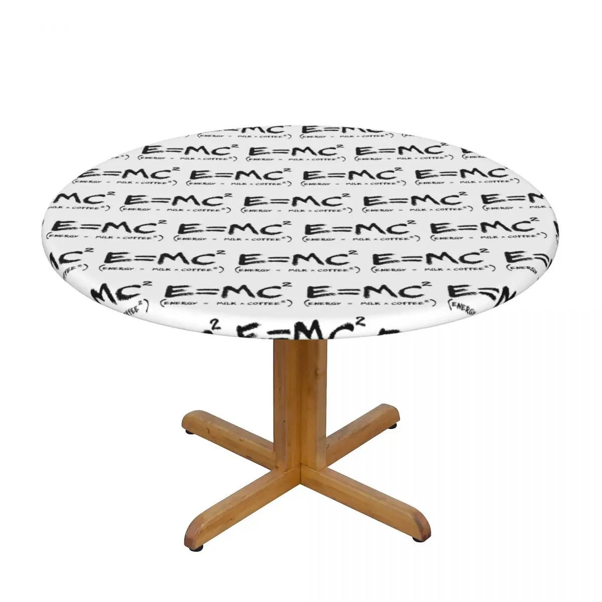 Science E = MC2 Energy Milk Coffee Physics Math Waterproof Round Tablecloth Table Cloth for Kitchen Events Dining Table Cover