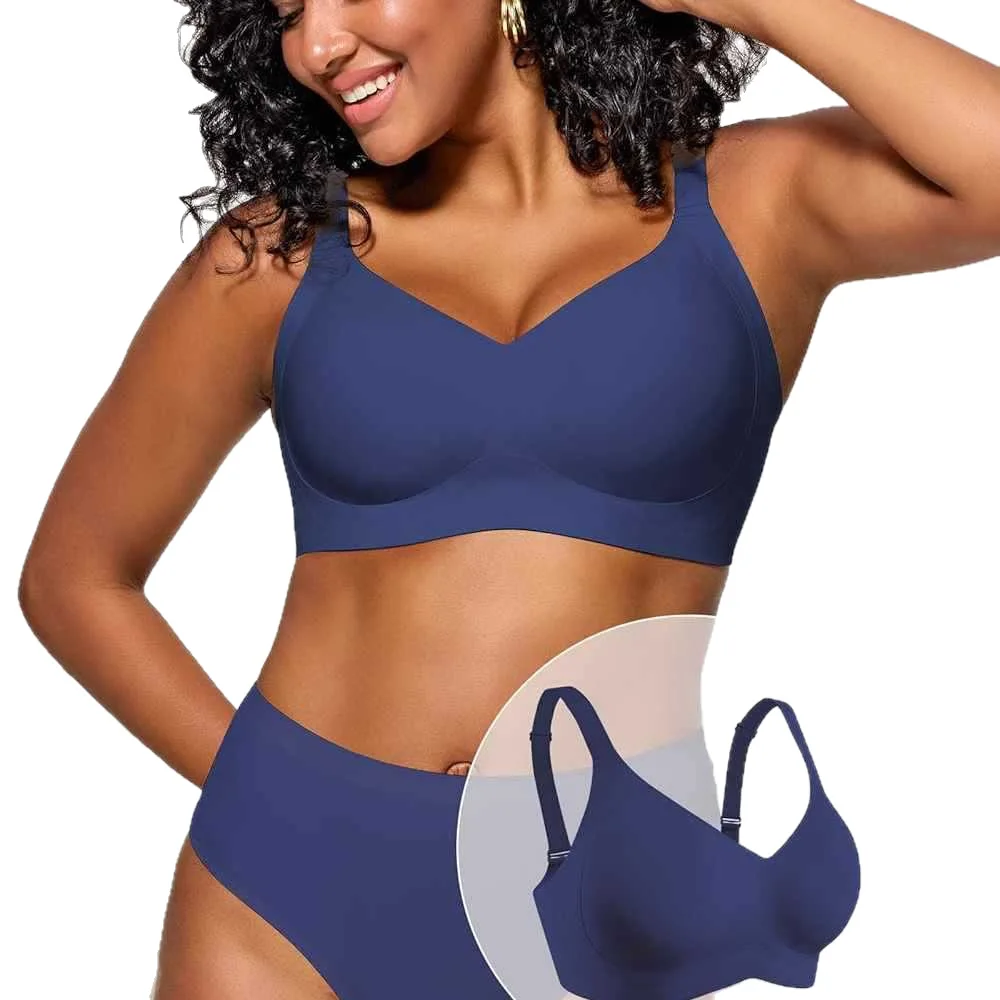 Women's Seamless Wire-free Bra Soft Support Thin Molded Full Cup Bra Breathable and Comfortable Daily Push Up Bra - view 5