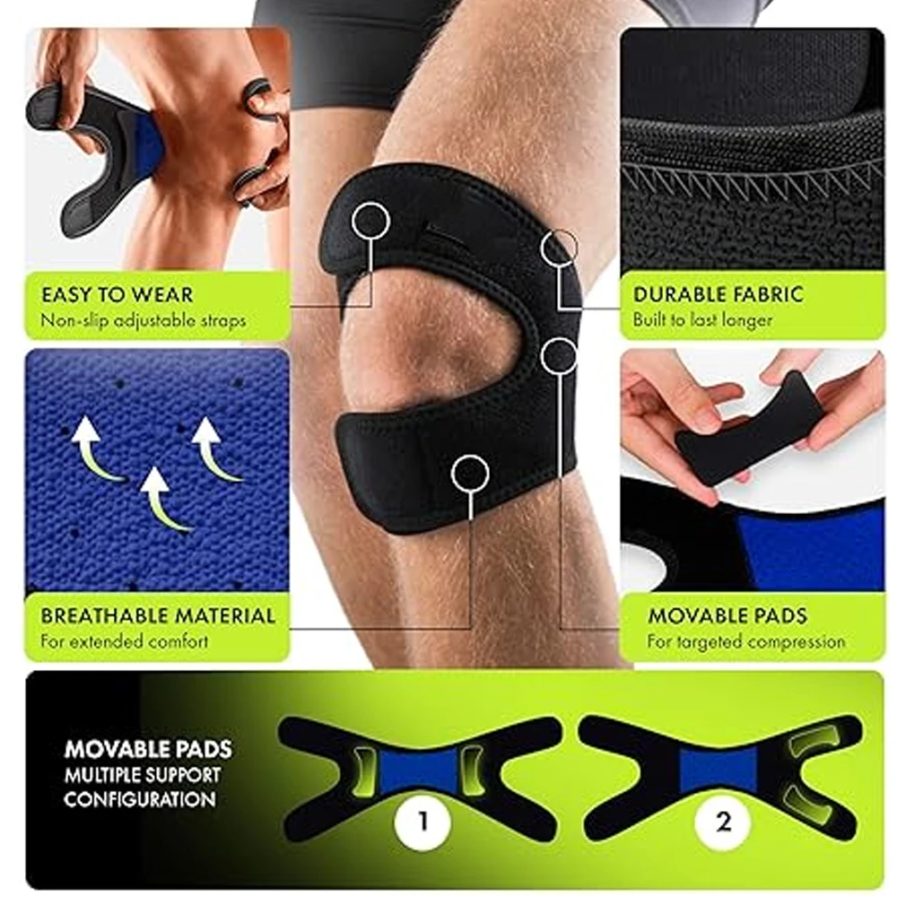 Knee Brace for Pain Relief by Meniscus Tear, Arthritis, ACL,Compression Patellar Tendon Support Strap for Working Out Men Women