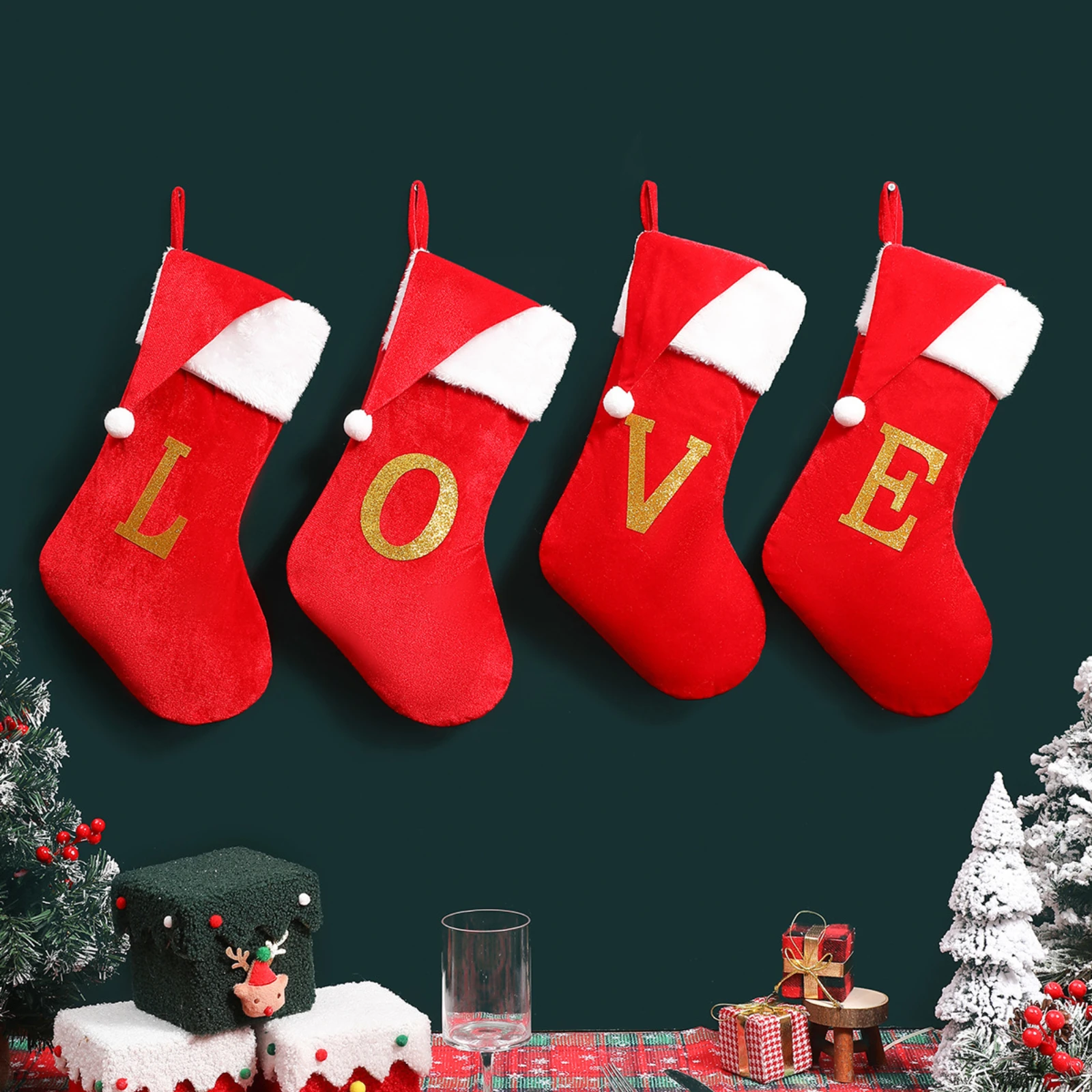 Weihnachten Socken Geschenk Tasche Weihnachtsbaum Anhänger Dekoration Kinder Süßigkeiten Taschen Weihnachten Party Atmosphäre Dekorative Socken
