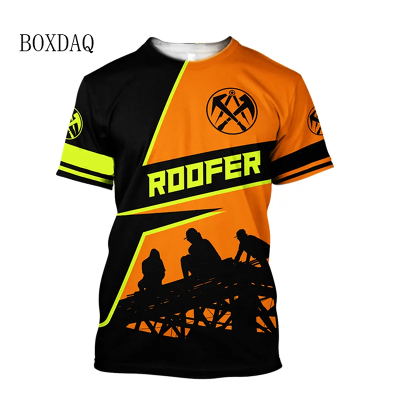 

Architect Worker Clothes Men's T-shirts Short Sleeve 3D Print Roof Repairman Oversized Tops 6XL Big Size Loose Casual Man Tees