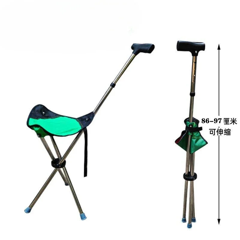 Climbing Cane Elderly Assistance Stools Folding Strap Extendable Handle Portable Slip Resistant Folding Beach Outdoor Furniture