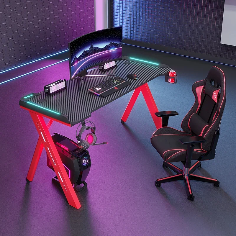 2023 New Design Professional Home Office Height Adjustable Computer Desk Gaming Pc Table With Rgb Light geming table