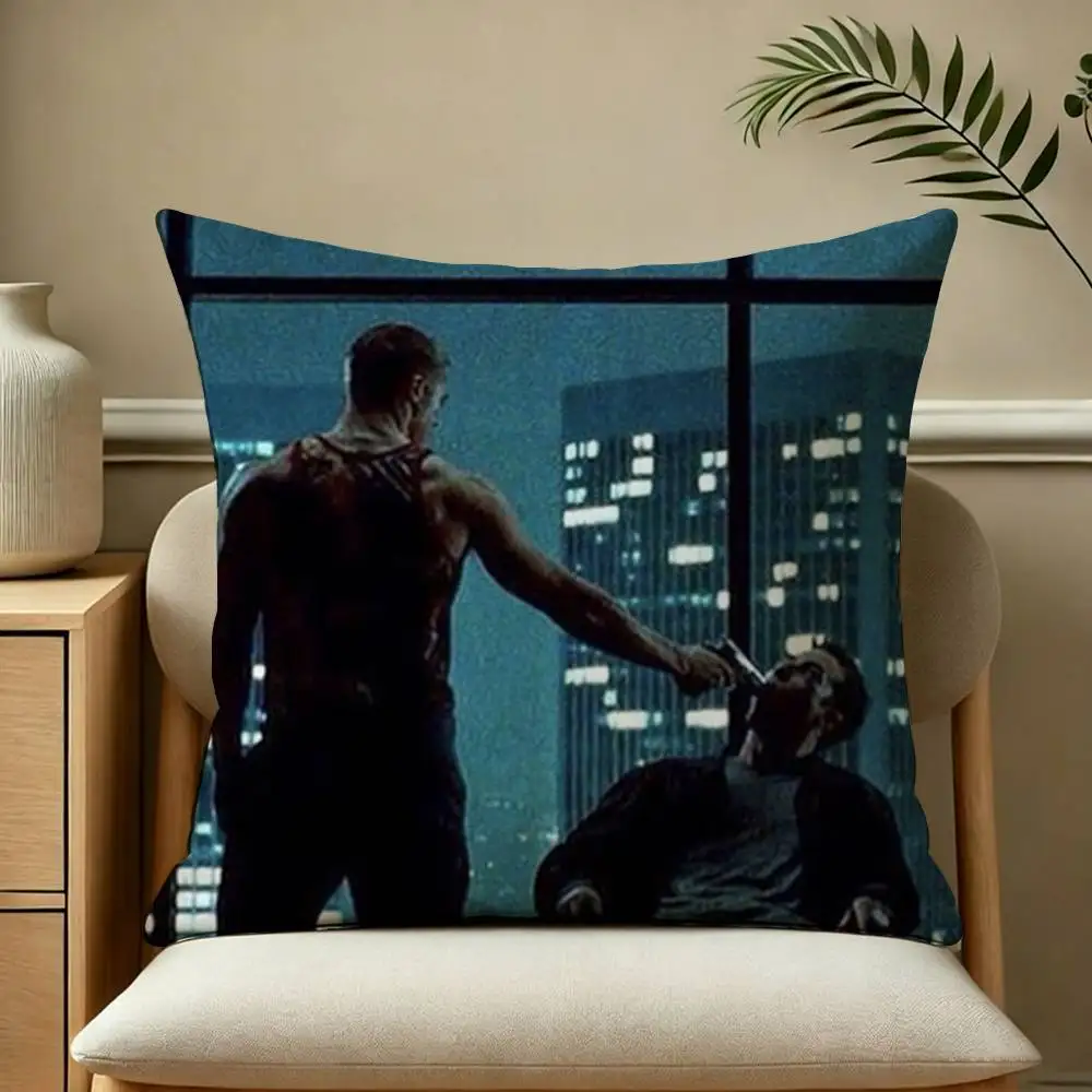 Popular M-Movie F-Fight Club Square Double-Sided printed Pillow Case Bedroom Bedside Pillow Sofa Cushion Cover