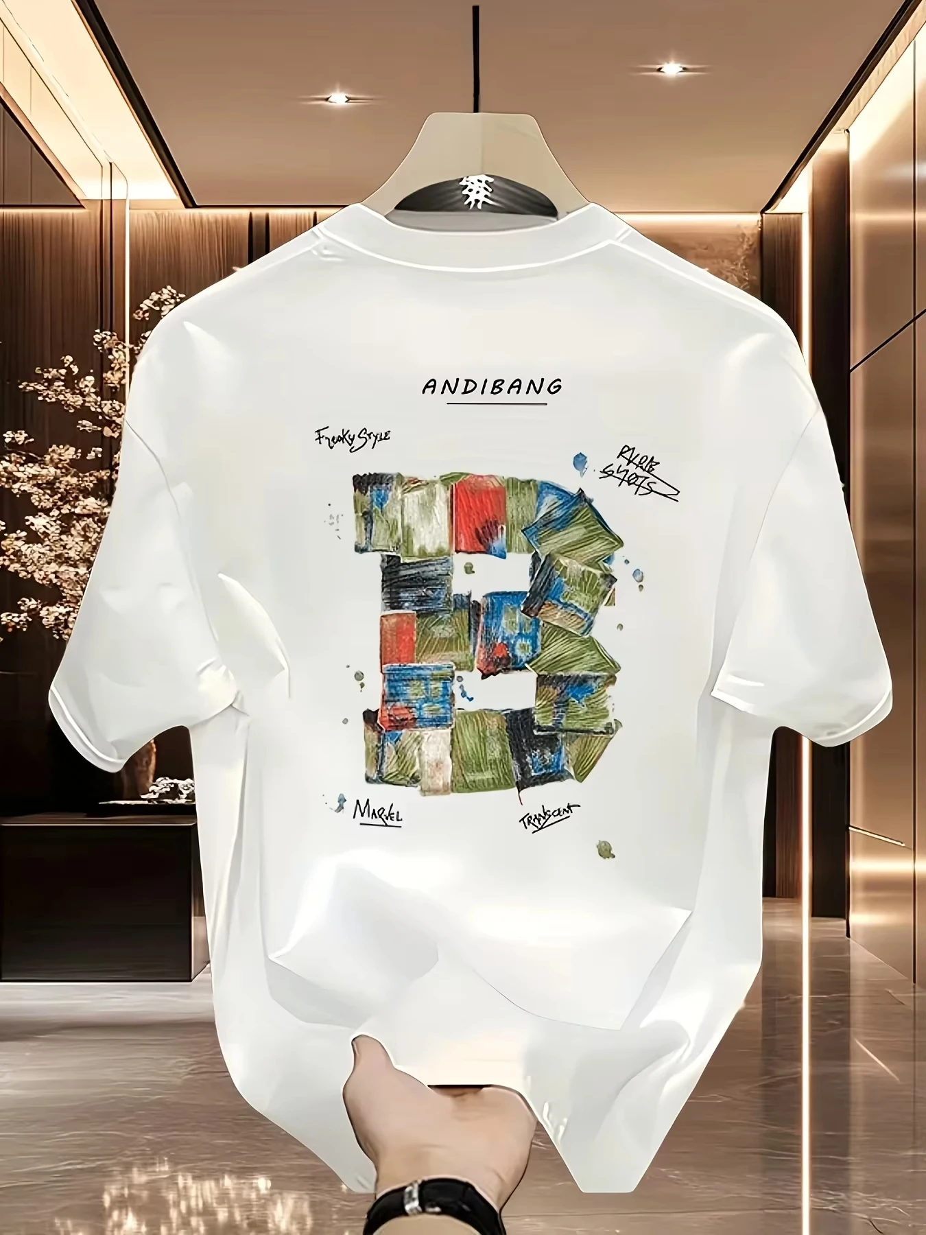 Men's Abstract Art Graphic T Shirt Cotton Painting Print Korean Style Minimalist Streetwear Oversized Casual Summer Tee