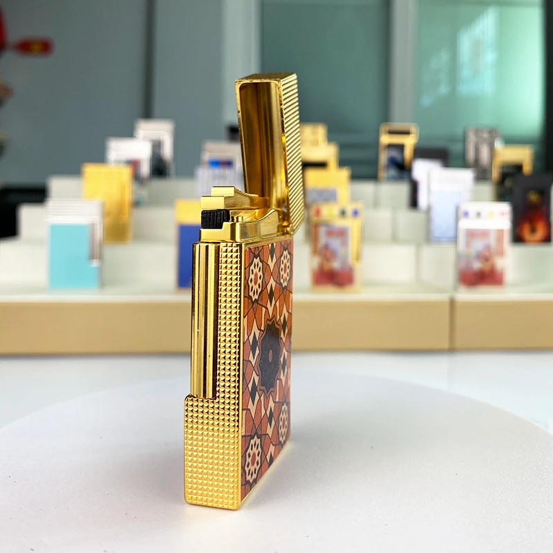 New commemorative edition luxury butane lighter single and double flame flat tone natural paint smoker L2 series 19010