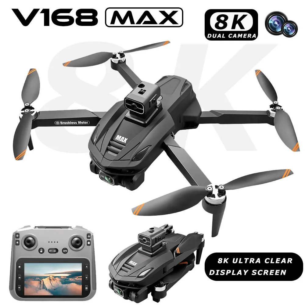 

Дроны V168 MAX Профессиональный 8K с камерой 5G Wi-Fi Бесщеточный двигатель RC Квадрокоптер Предотвращение препятствий GPS Позиционирование FPV Дрон Игрушка