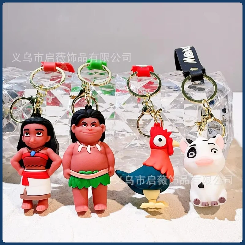 Disney Cartoon Moana2 Peripheral Silicone Keychain Moana Maui HeiHei Pua Bag Pendant Car Keychain Decoration Children's Toy Gift