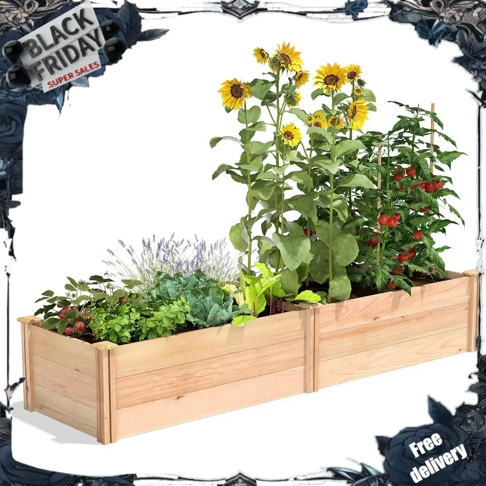 Premium Cedar Raised Garden Bed, 2' x 8' x 16.5