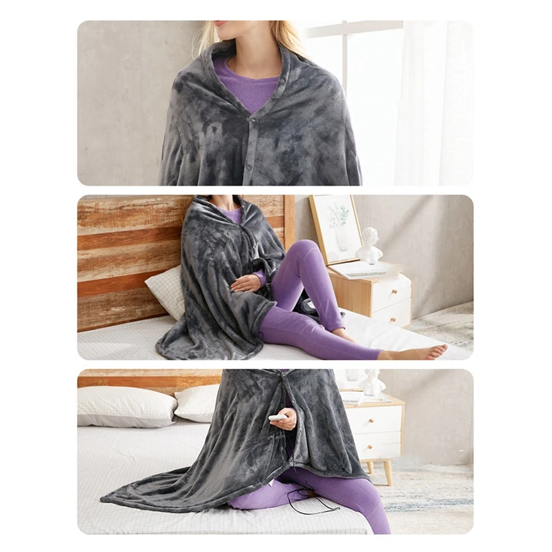 USB Heated Warm Shawl Electric Heating Plush Throw Blanket Heated Cape Heating For Car Traveling And Home