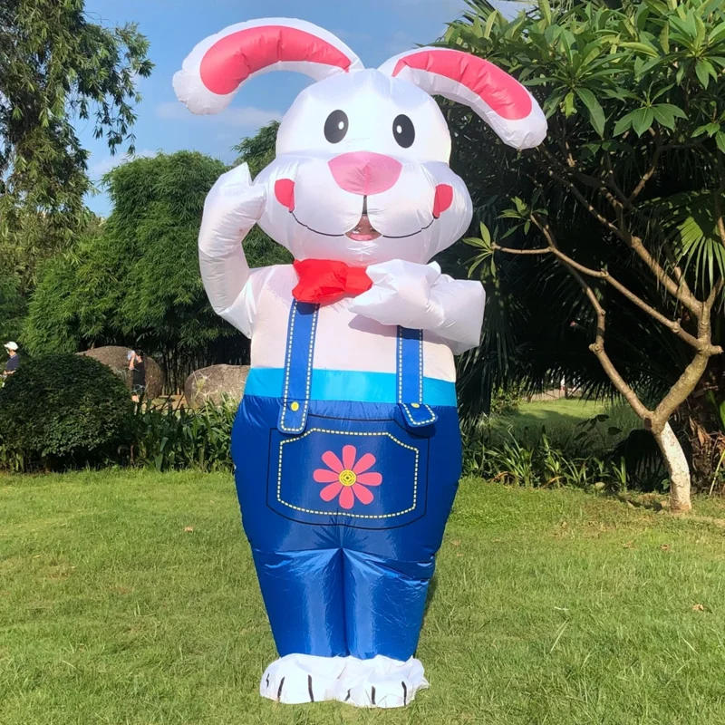 New Easter Bunny Egg Inflatable Costumes Suits Anime Mascot Rabbit Fancy Purim Halloween Christmas Cosplay Party Dress for Adult