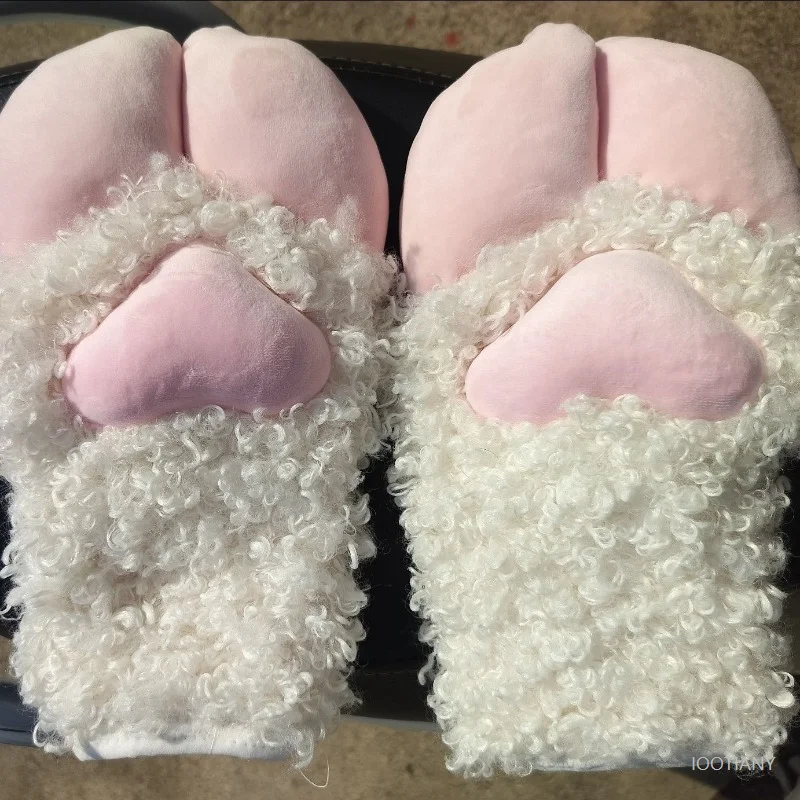 

Furry Sheep Claw Paw Gloves Cute Fursuit Kigurumi Cosplay Animal Plush Mittens Warm Soft Kig Lamb Glove Holloween Role Play Prop