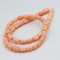 Lefei Jewelry Fashion Trendy Pink Irregular Cylinder Natural Coral Loose Spacer Bead Making Necklace Women DIY Charm Accessories