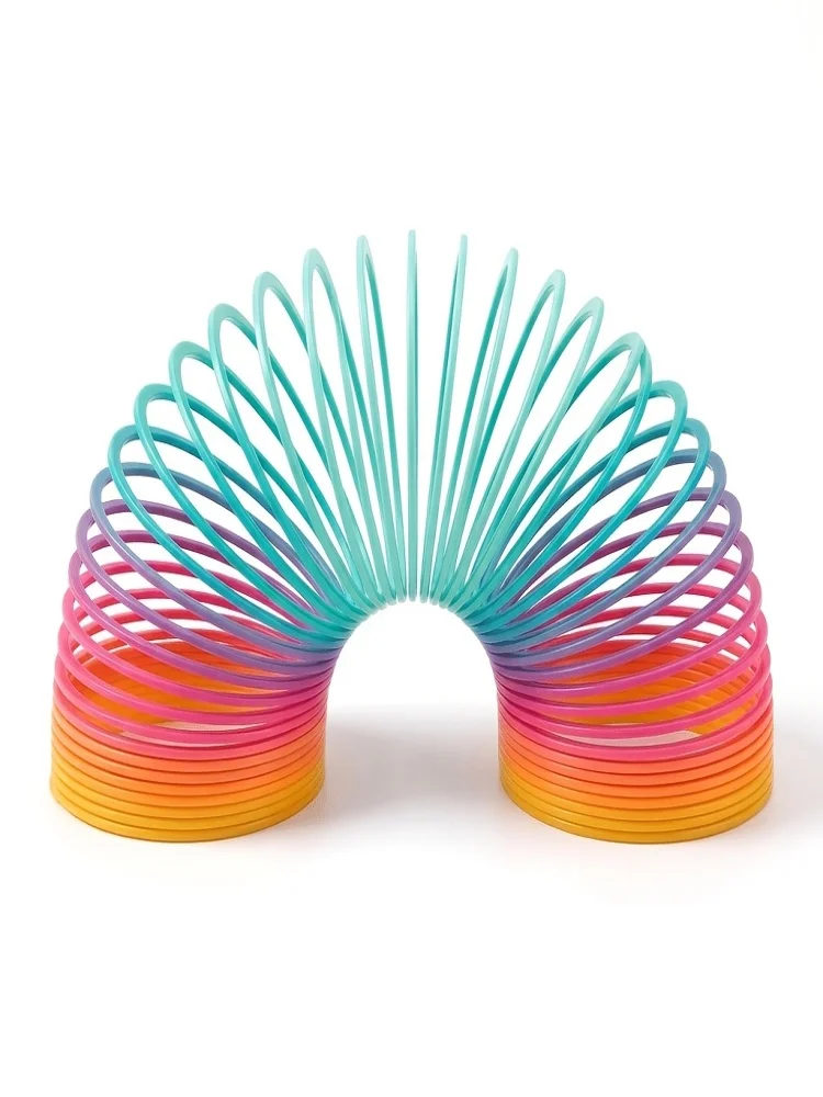 3pcsRandom Color Rainbow Stretch Spring Rings, Adult Stress Relief Fidget Toy, Kids Sensory Stackable Elastic Circle, Educationa