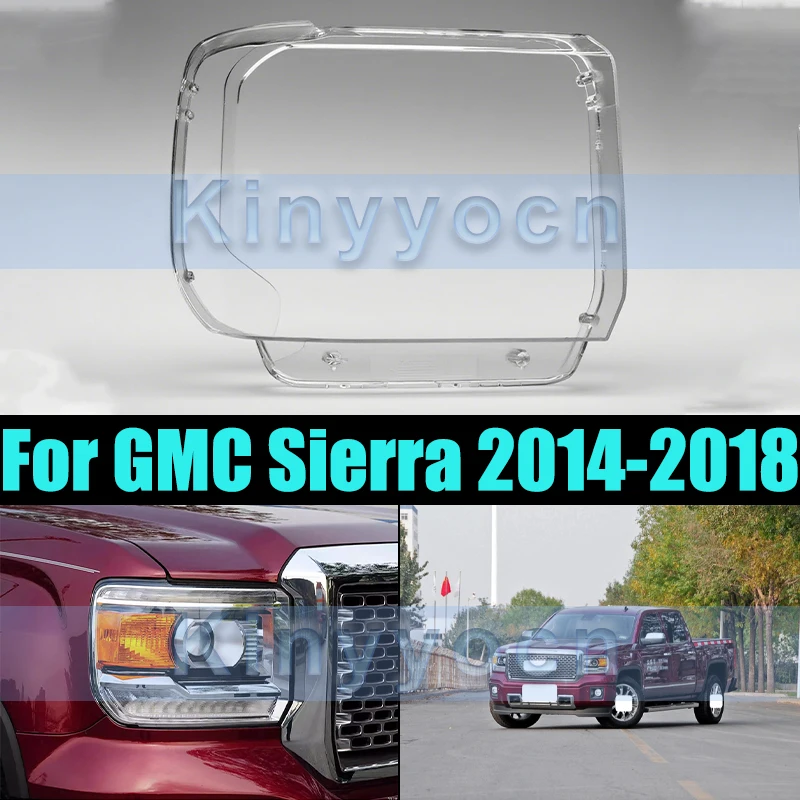

Стеклянная крышка передней фары для GMC Sierra 2014-2018, корпус передней фары, прозрачная крышка, линза