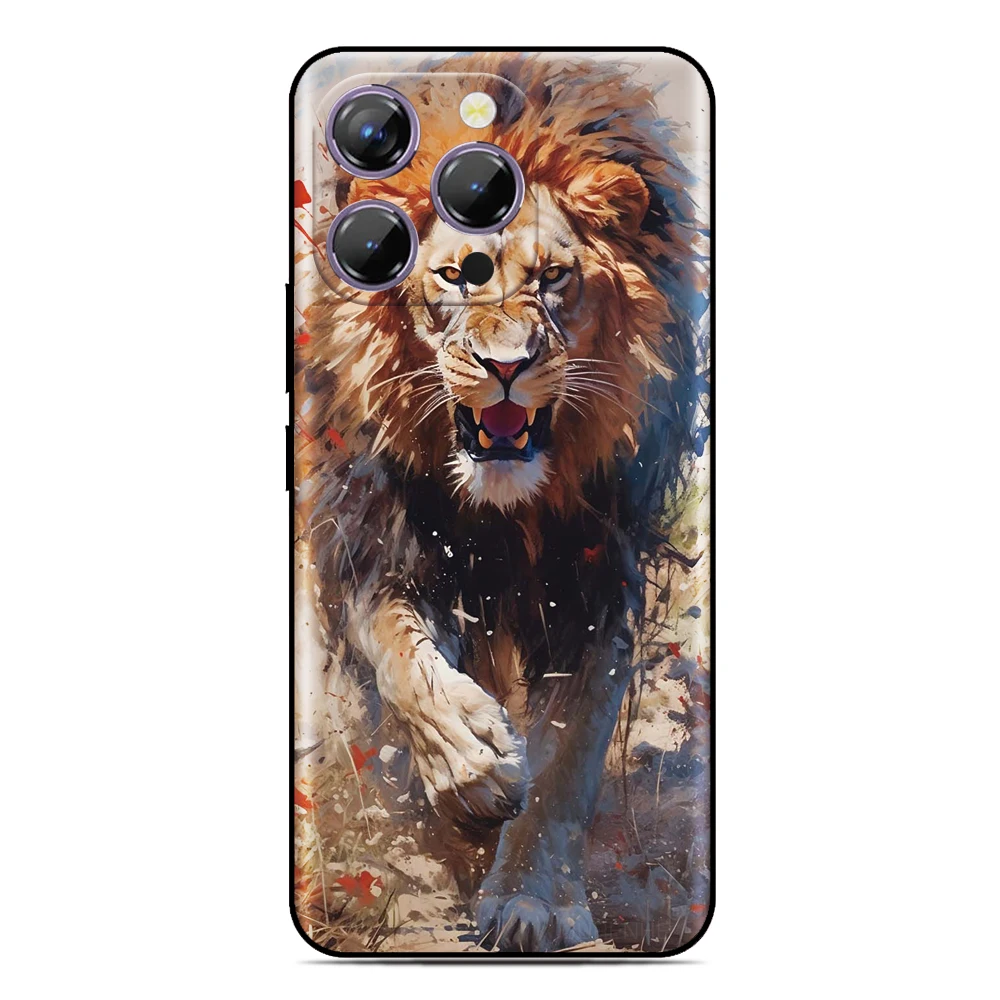 샤오미 14T 포코 C85 C65 X6 M7 C40 C71 F4 M4 레드미 15 15C 13C 12C 10C 4G A5 노트 13 프로 5G 폰 케이스용 라이온 로어 커버