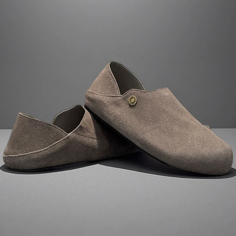 جديد أزياء الرجال الجلود الشقق أحذية مريحة رجل حذاء كاجوال الانزلاق على الذكور في الهواء الطلق أحذية مشي انقسام أحذية قيادة جلدية #5