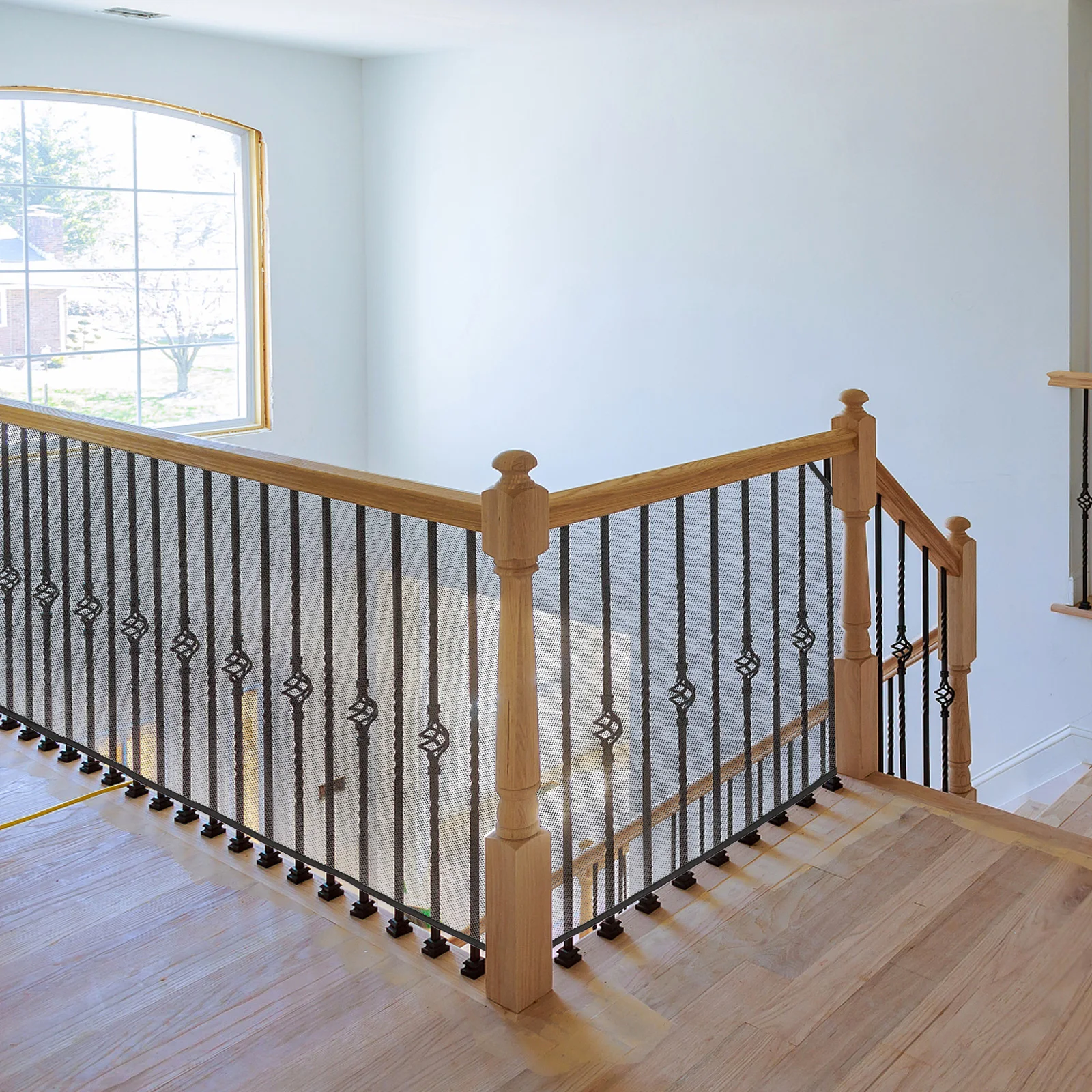 1 ensemble de filet de sécurité pour escaliers, 1.5x0.9m, maille robuste, protection pour balcon, terrasse, couloir, protection des enfants, filet de garde-corps pour bébé, animal de compagnie