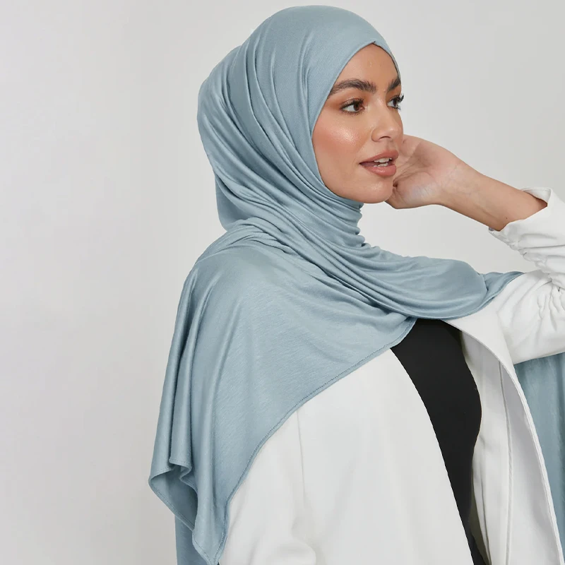 High Quality Jersey Hijab Plain Muslim Scarf Solid Color With Good Stitch Stretchy Soft Turban Head Wraps Shawl