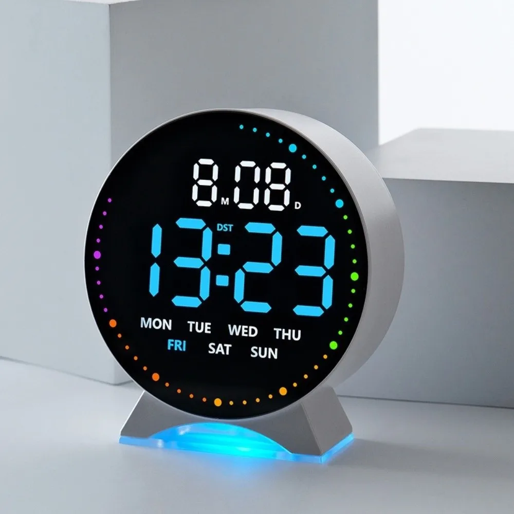 12/24H Display LED Digital Alarm Clock Date Week Brightness Adjustable Electronic Clock High-definition Jumping Seconds